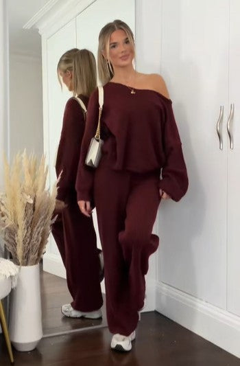 Off-Shoulder Knit Set