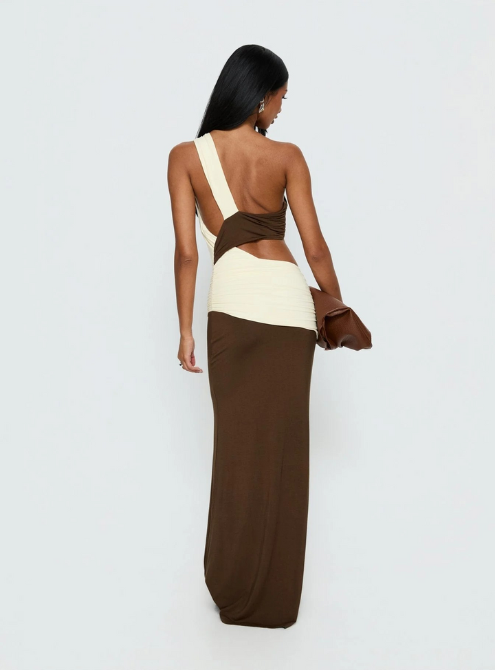 Loletta Draped One Shoulder Maxi Dress