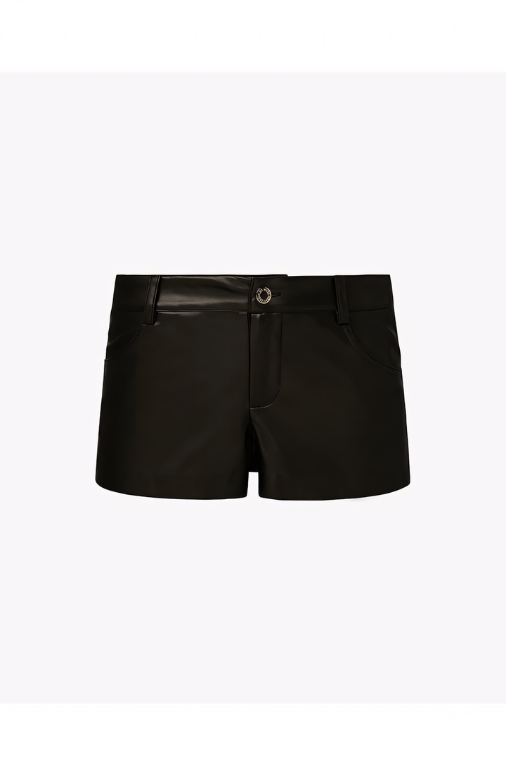 Leather Denim Shorts