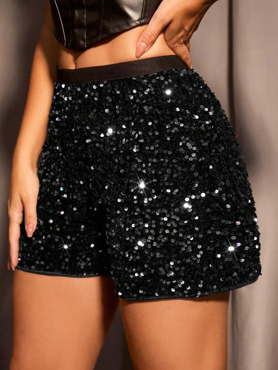 High Waist Sequin Shorts