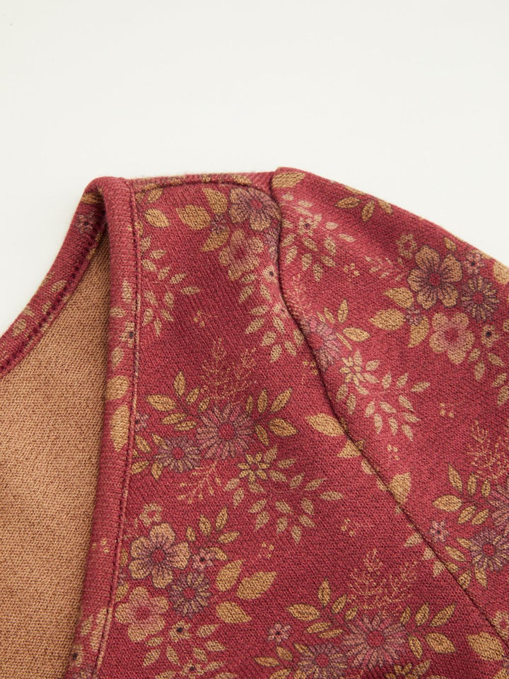 V-neck Floral Twist Long Sleeve Top