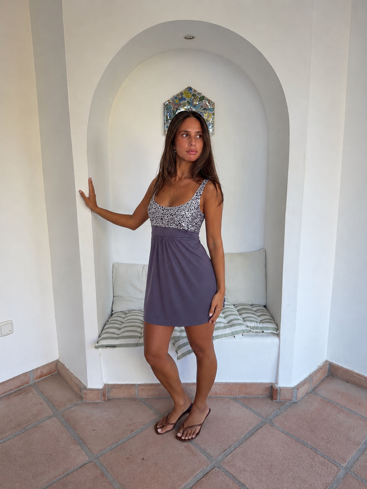 Retro Violet Mini Dress