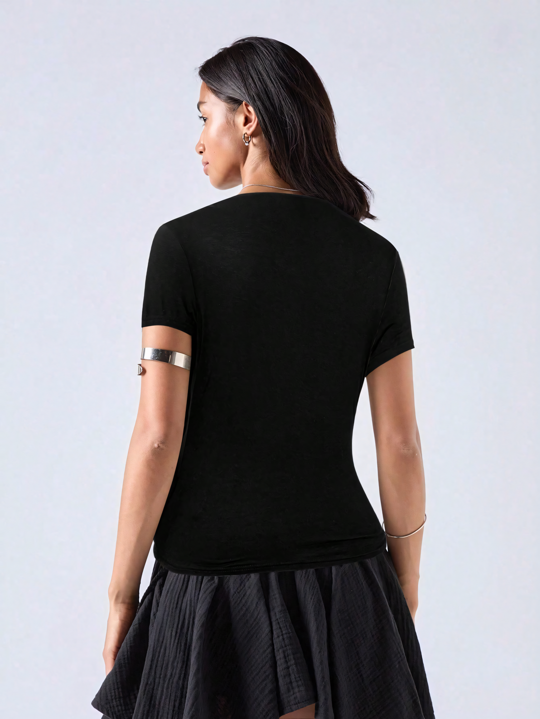 Noir Cascade Wrap Top