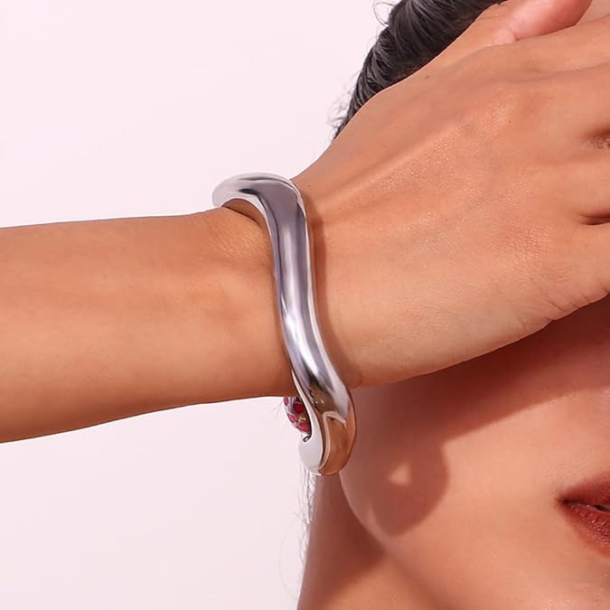 Sculptural Wave Bangle