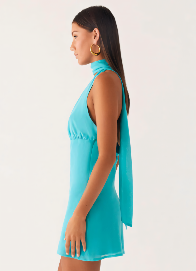 Scarf Neck Mini Dress