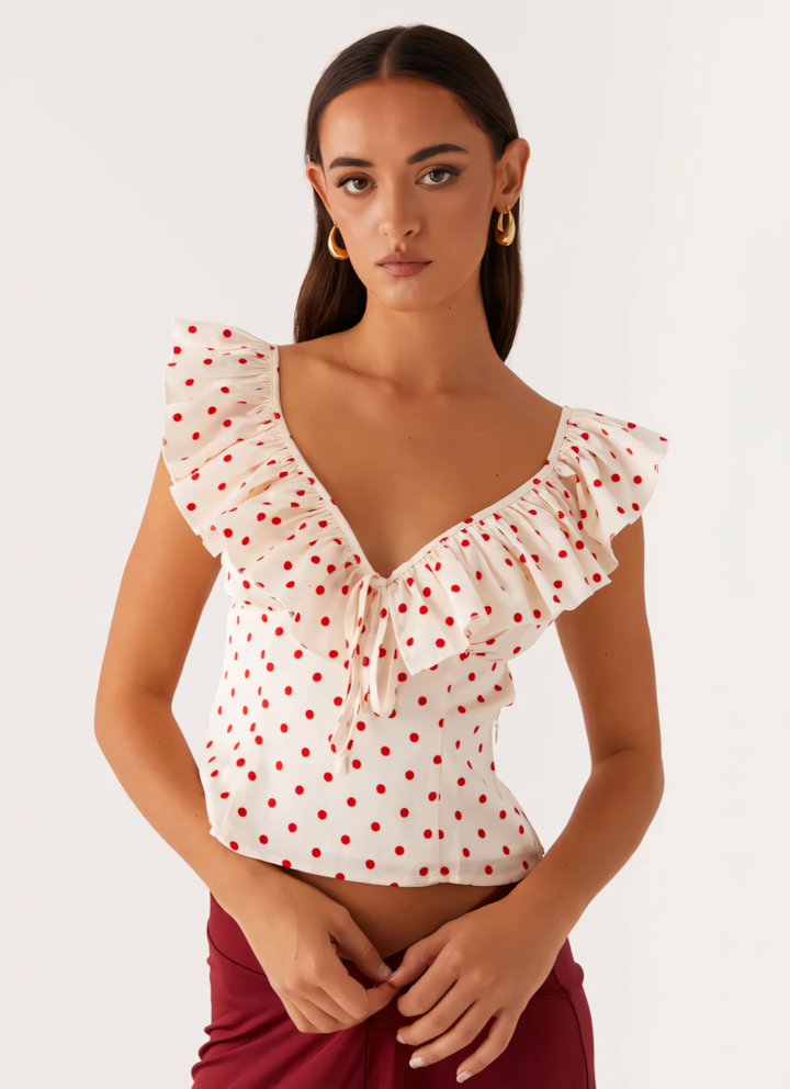 Regan Red Polka Top