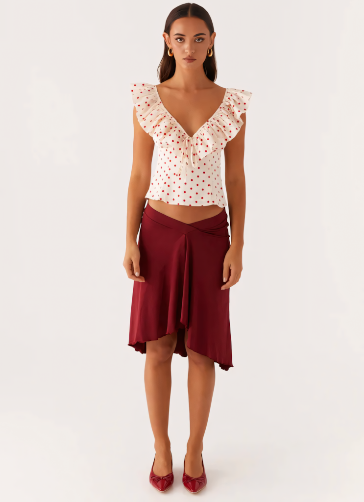 Regan Red Polka Top