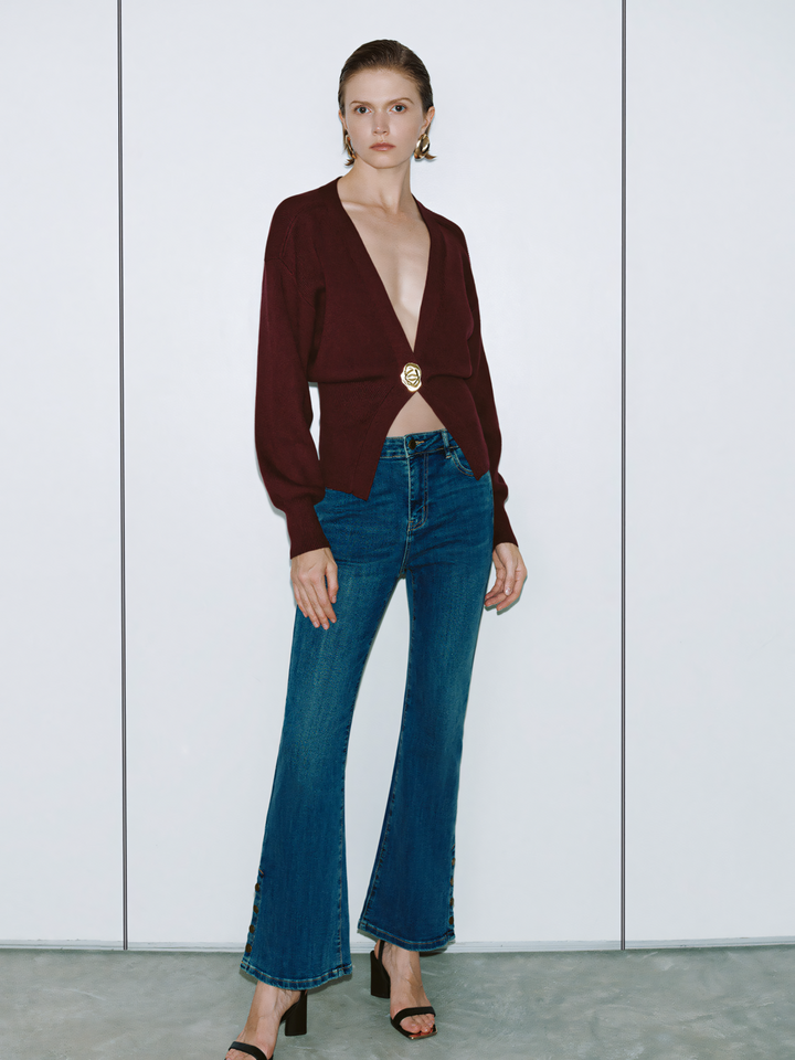 V-Neck Knitted Cardigan
