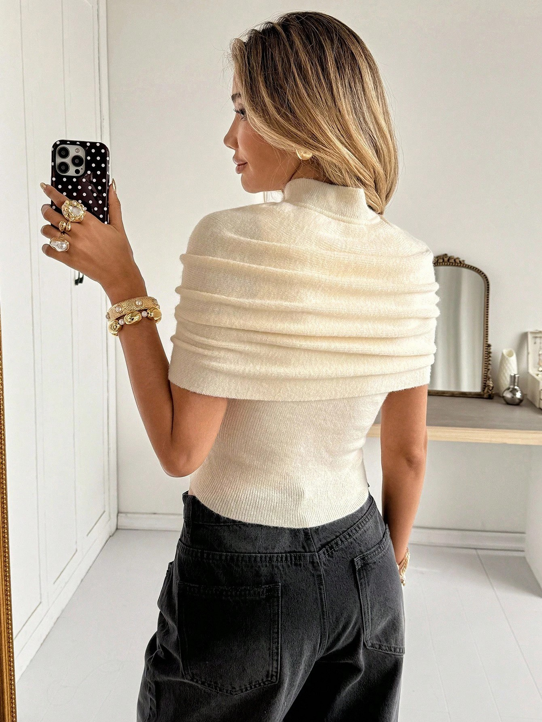 Ivory Draped Knit Top