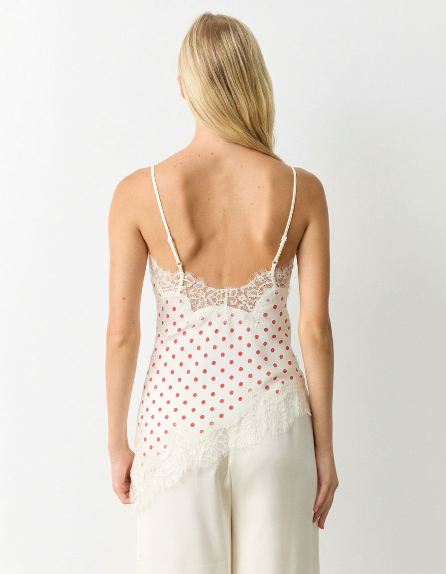 Amelie Satin Polkadot Lace Top