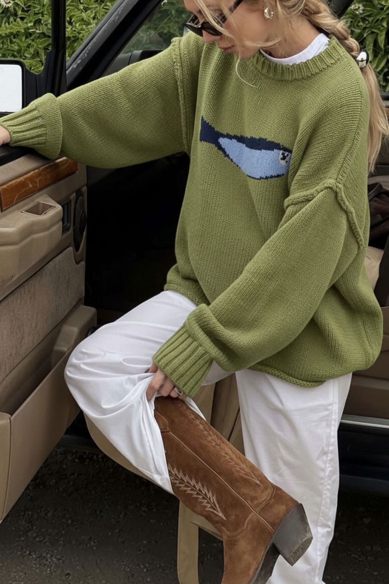 Olive Knit Fisherman Sweater