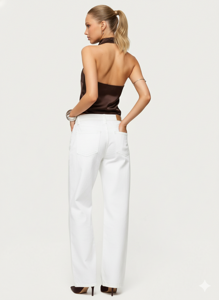 White wide leg jeans