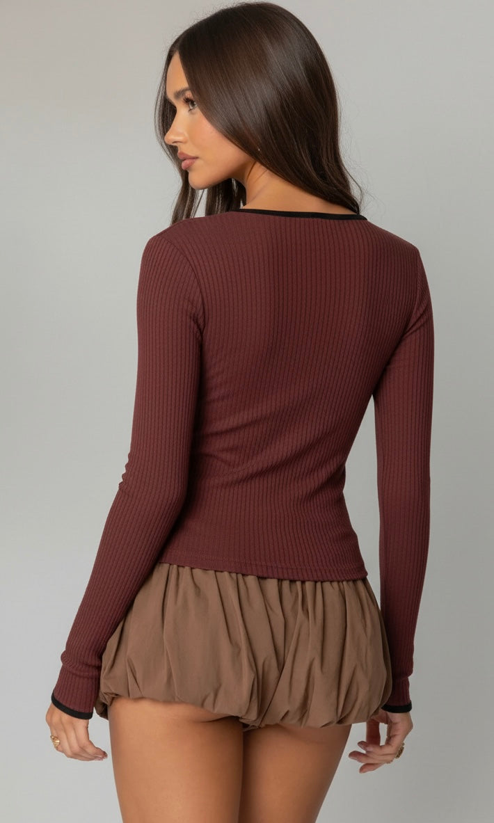 Brown long sleeve top