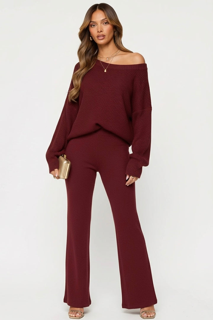 Off-Shoulder Knit Set