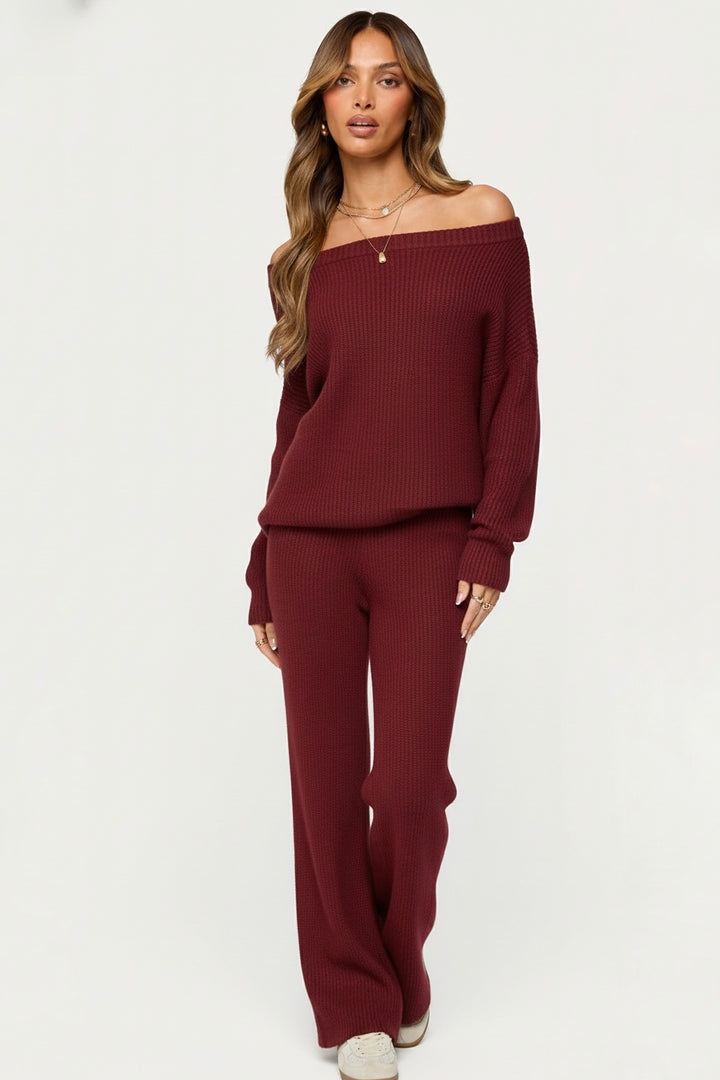 Off-Shoulder Knit Set