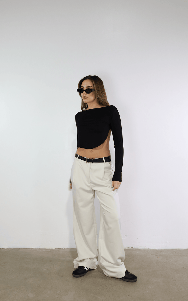 Open Back Long Sleeve Top