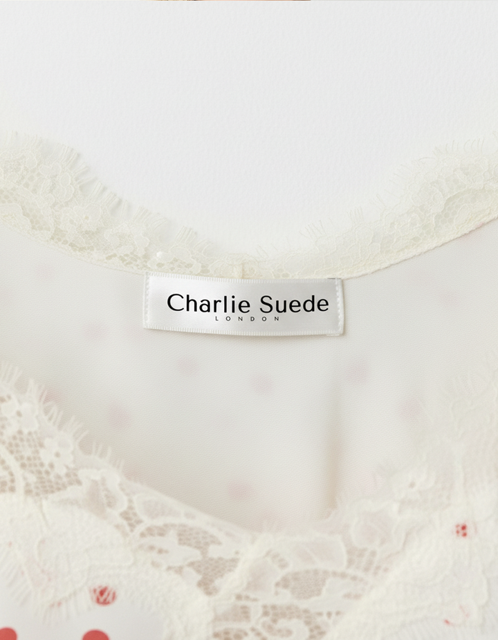 Amelie Satin Polkadot Lace Top