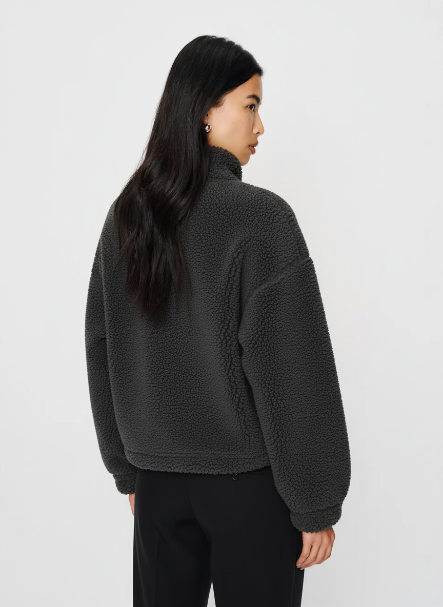 Cropped Sherpa Turtleneck Sweater