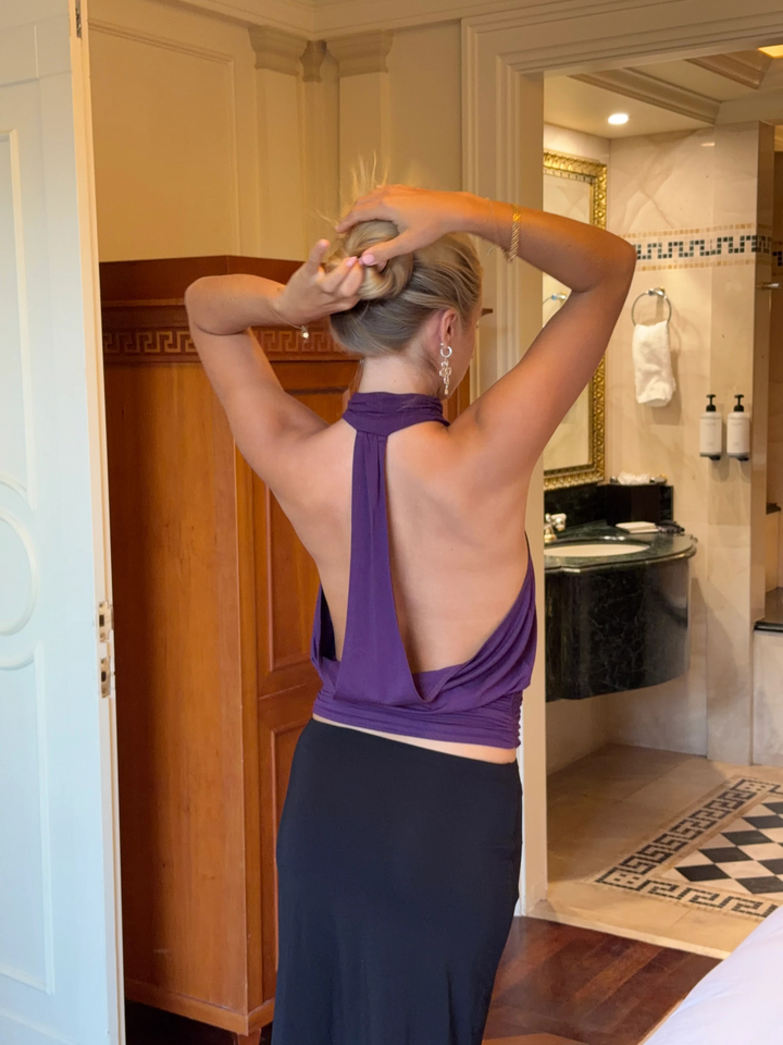 Draped Halter Purple Top