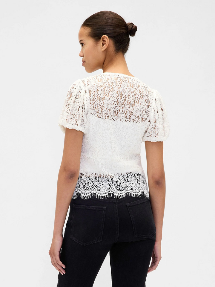 Petal Lace V‑Neck Top