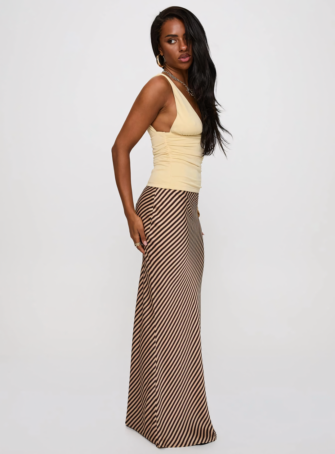 Diagonal Stripe Maxi Skirt