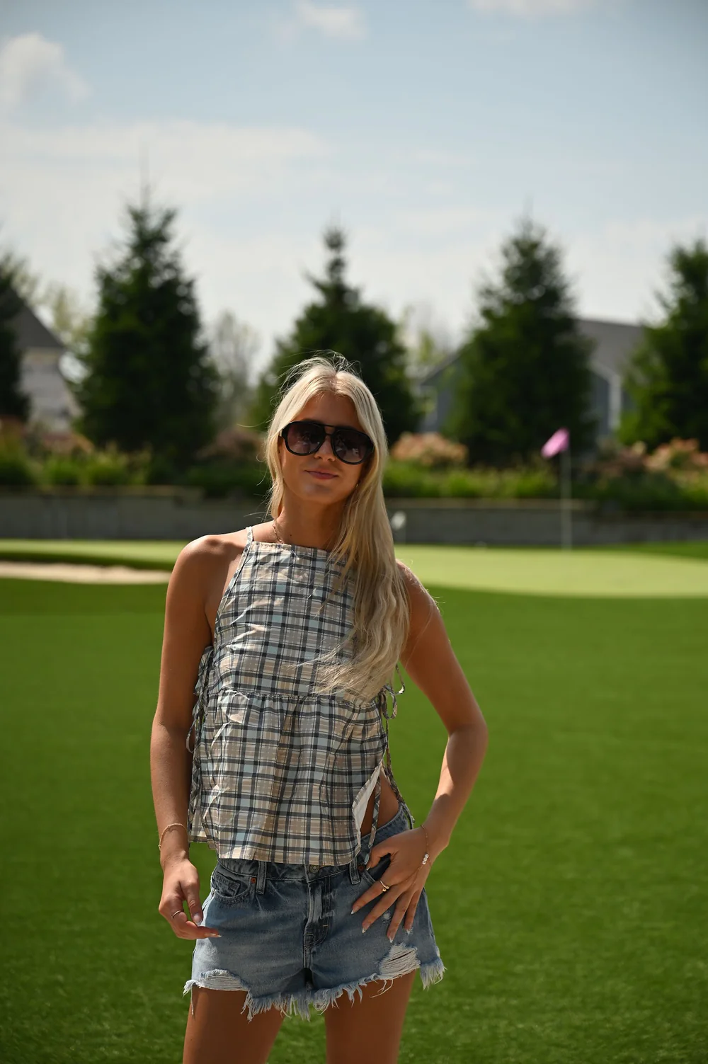 Effortless Plaid Tie-Top