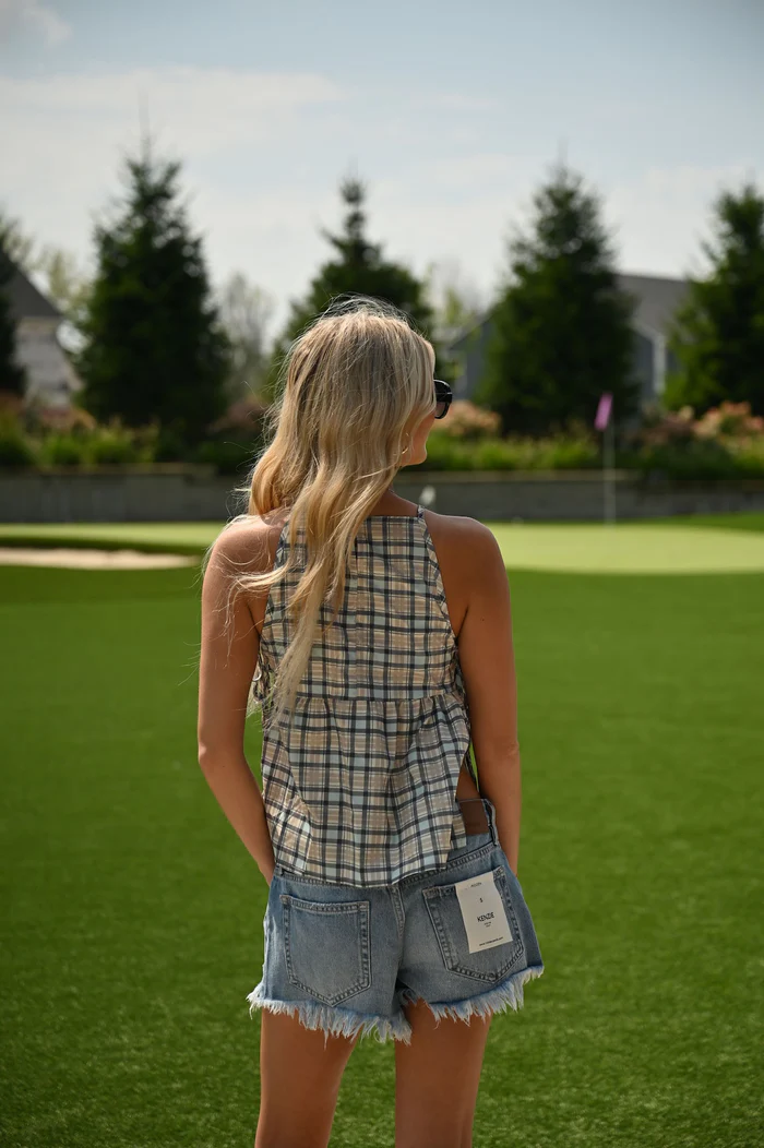 Effortless Plaid Tie-Top