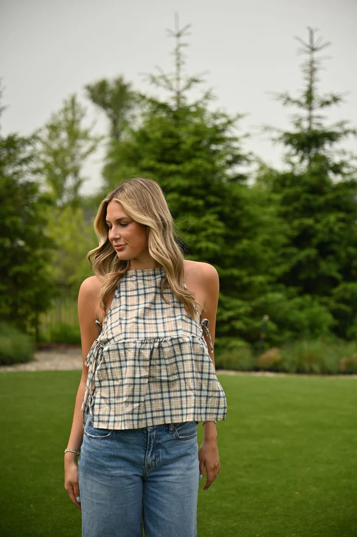 Effortless Plaid Tie-Top