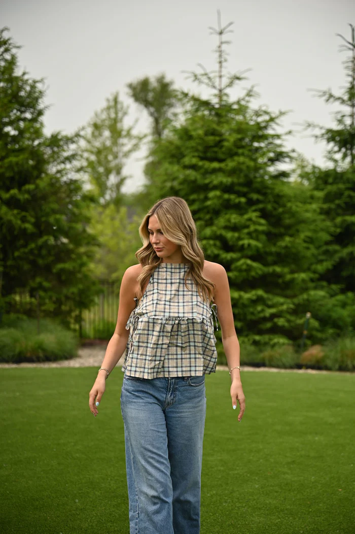 Effortless Plaid Tie-Top