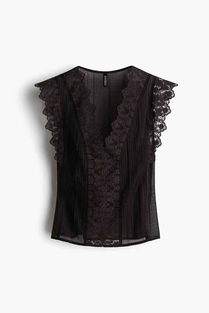 Sheer Lace-Trim Top
