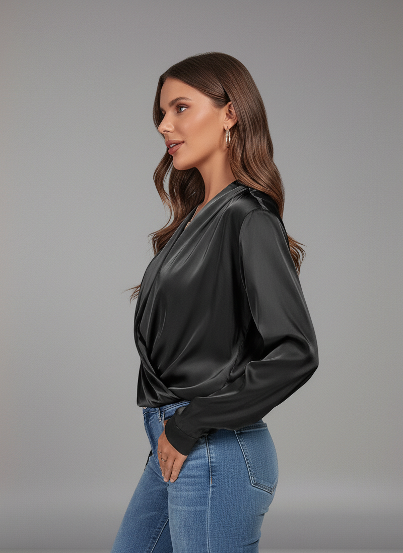 Luna Drape Satin Blouse