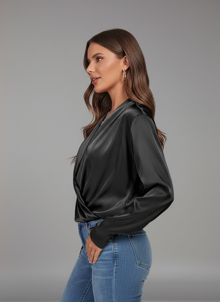 Luna Drape Satin Blouse
