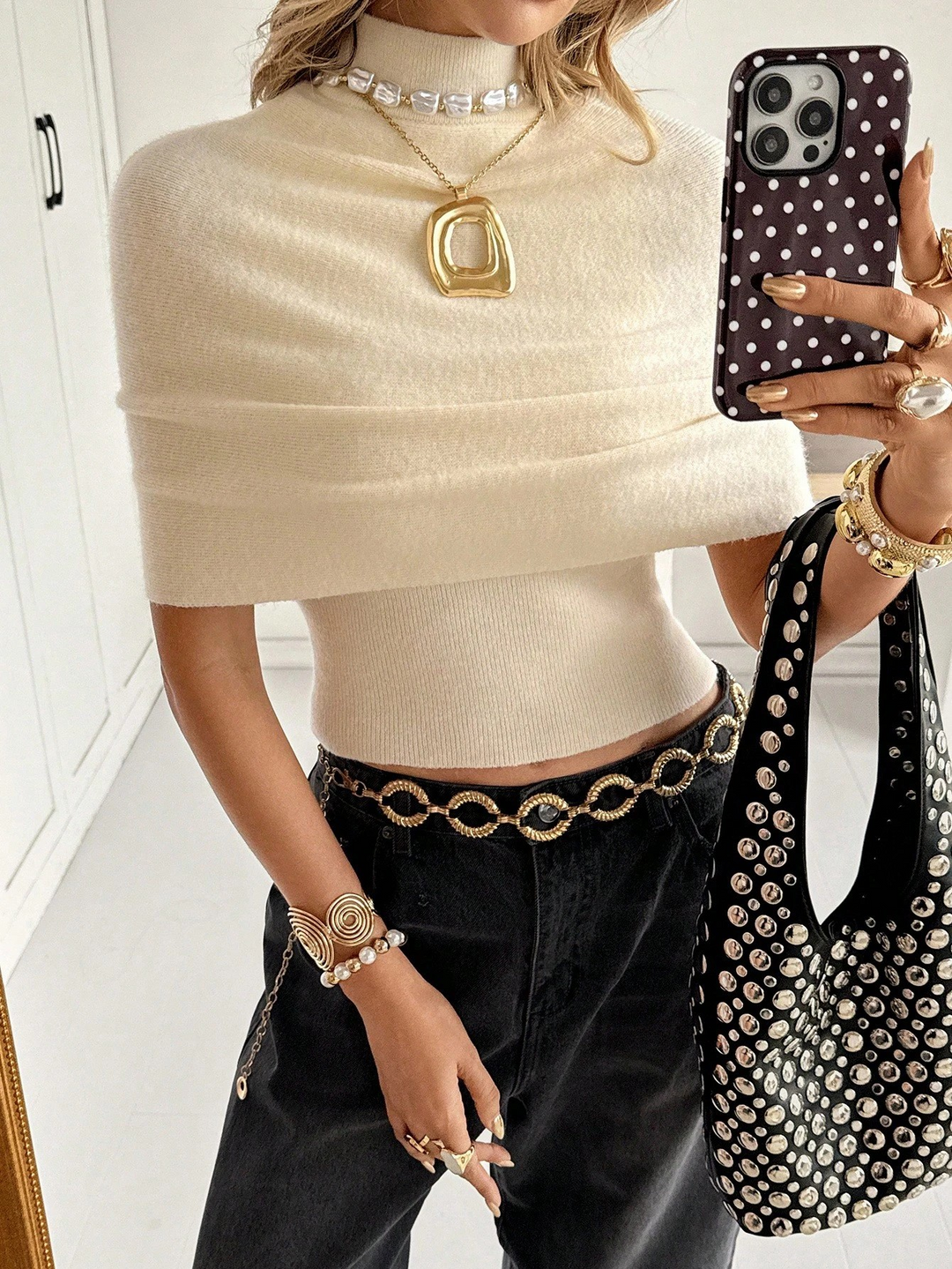 Ivory Draped Knit Top