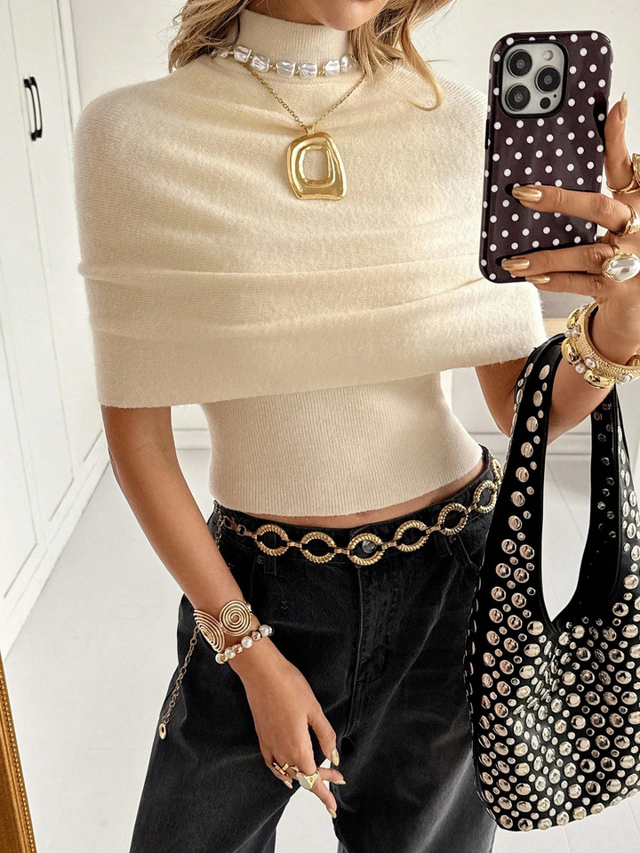 Ivory Draped Knit Top