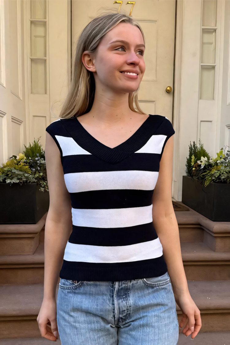 Downtown V-Stripe Top