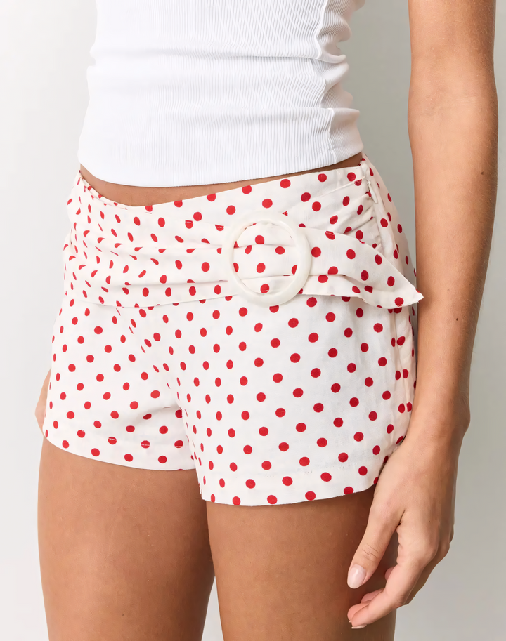 Chic Polka Belt Shorts