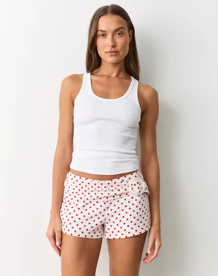 Chic Polka Belt Shorts