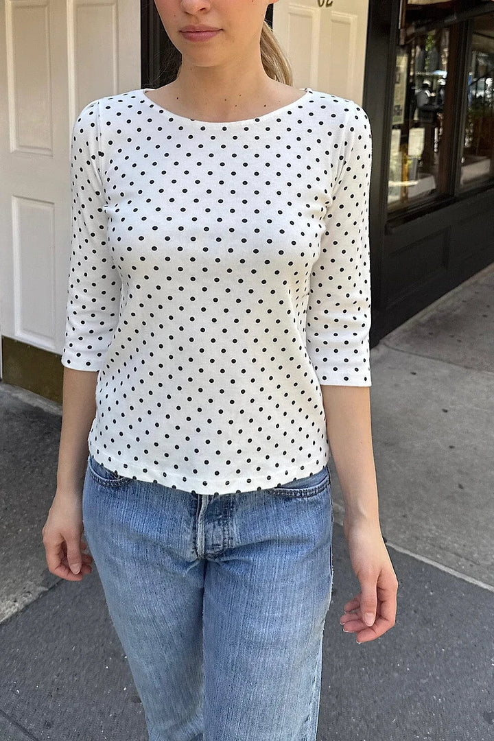 White Polka Dots Top