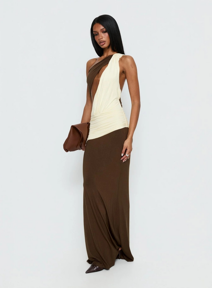 Loletta Draped One Shoulder Maxi Dress