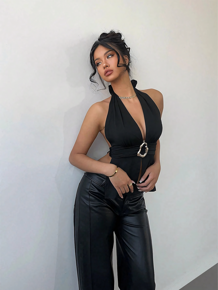 Deep V Neck Halter Top