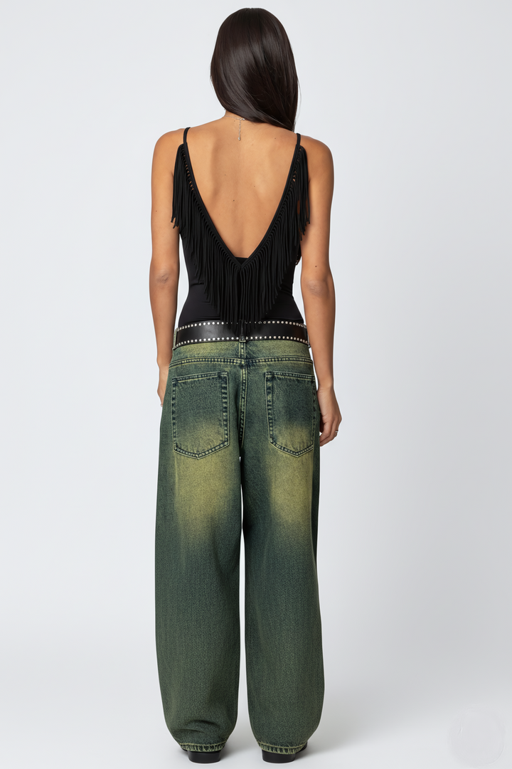 Luxe Black Fringe Top