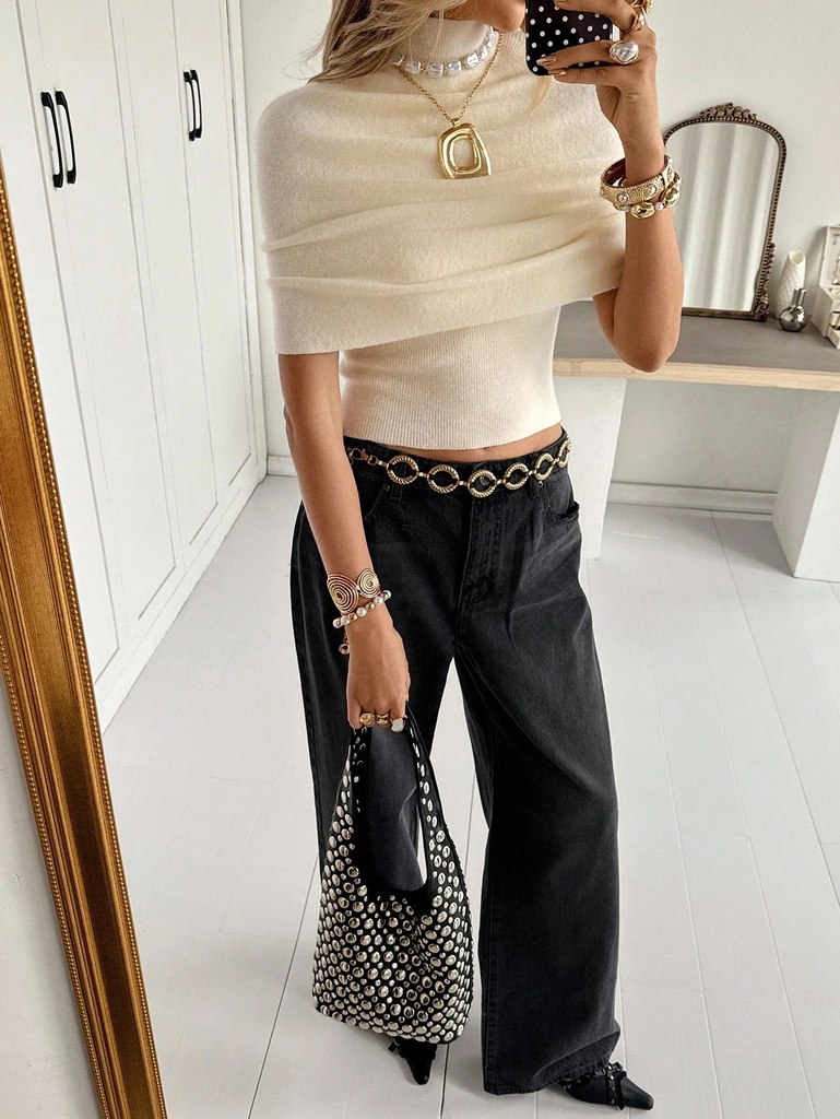 Ivory Draped Knit Top – Charlie Suede