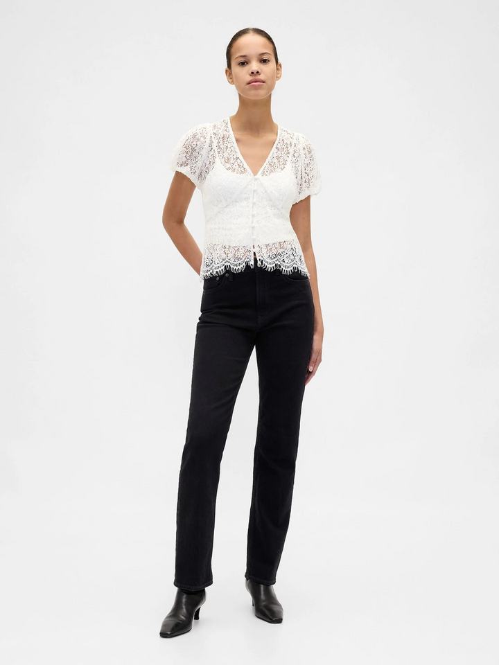 Petal Lace V‑Neck Top