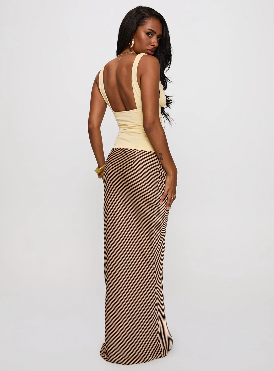 Diagonal Stripe Maxi Skirt