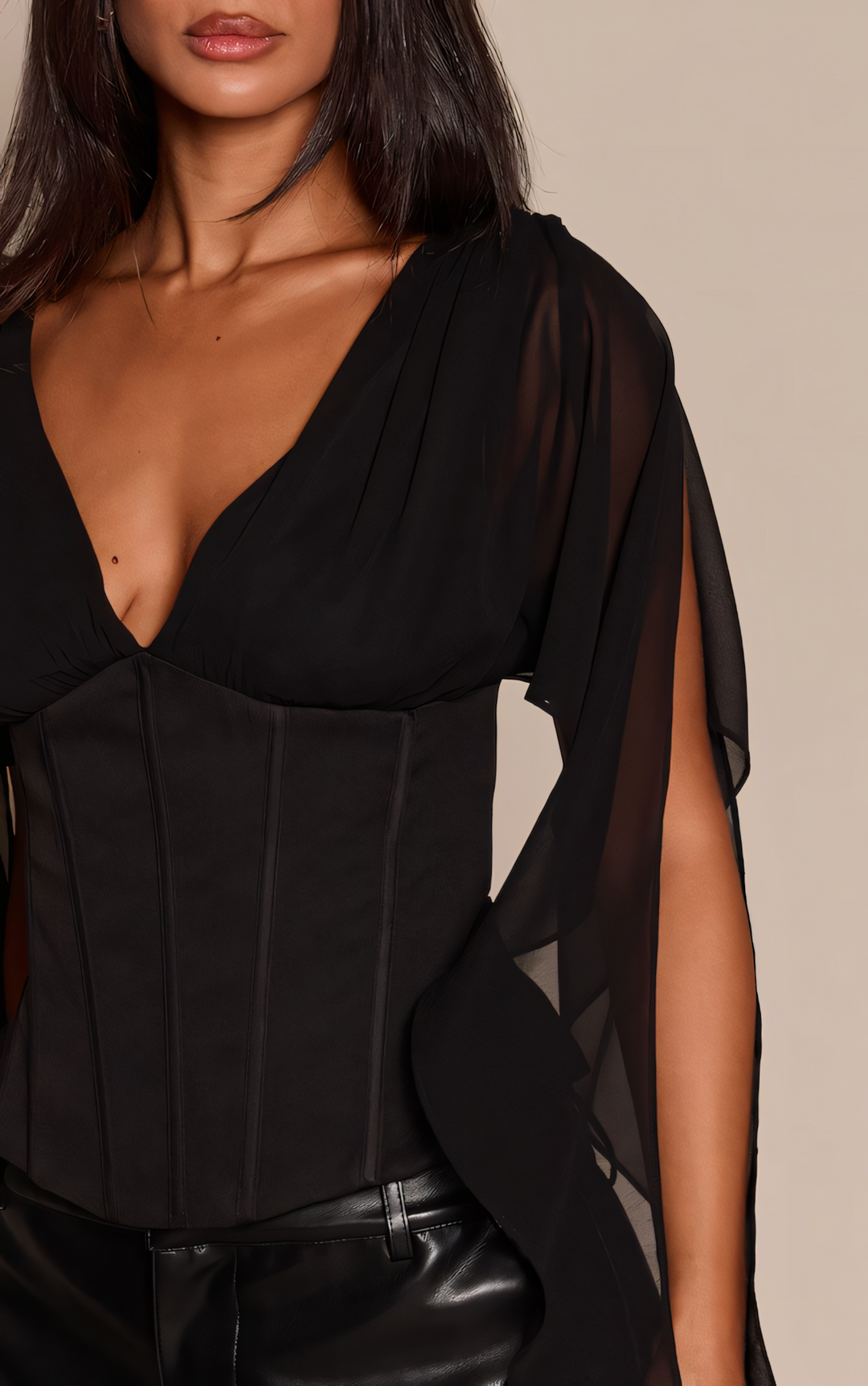 Petite Chiffon Drape Corset