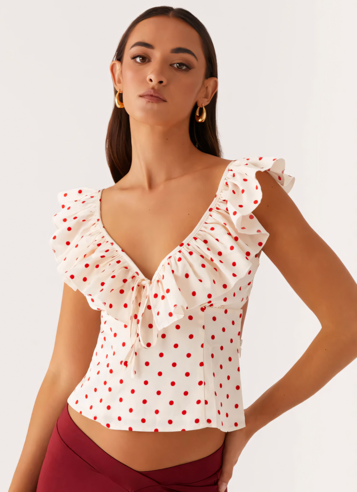 Regan Red Polka Top