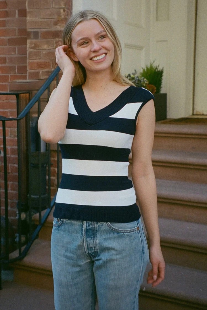Downtown V-Stripe Top