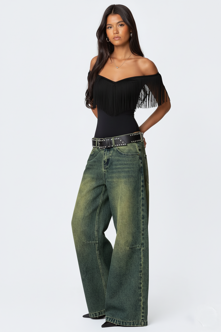 Luxe Black Fringe Top