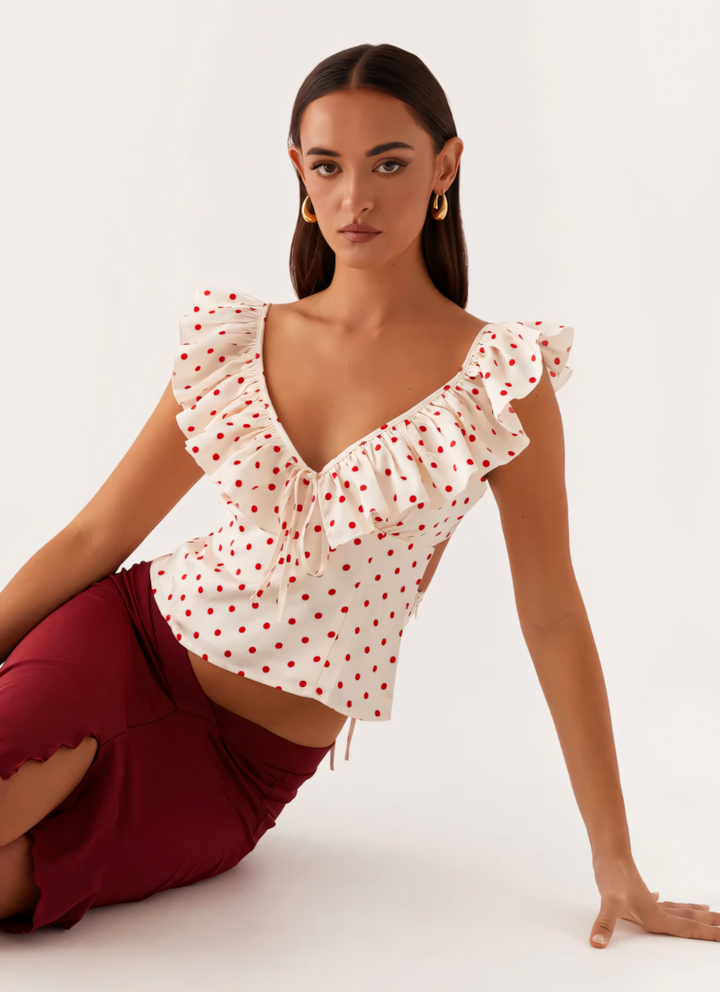 Regan Red Polka Top