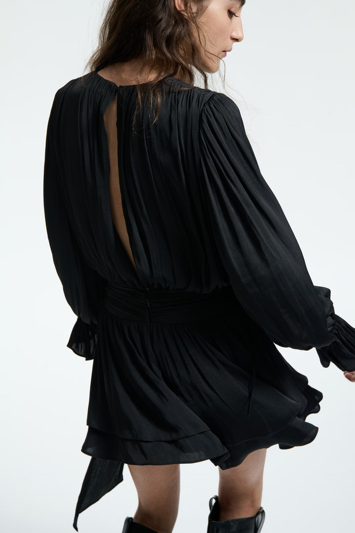 Gathered Noir Mini Dress